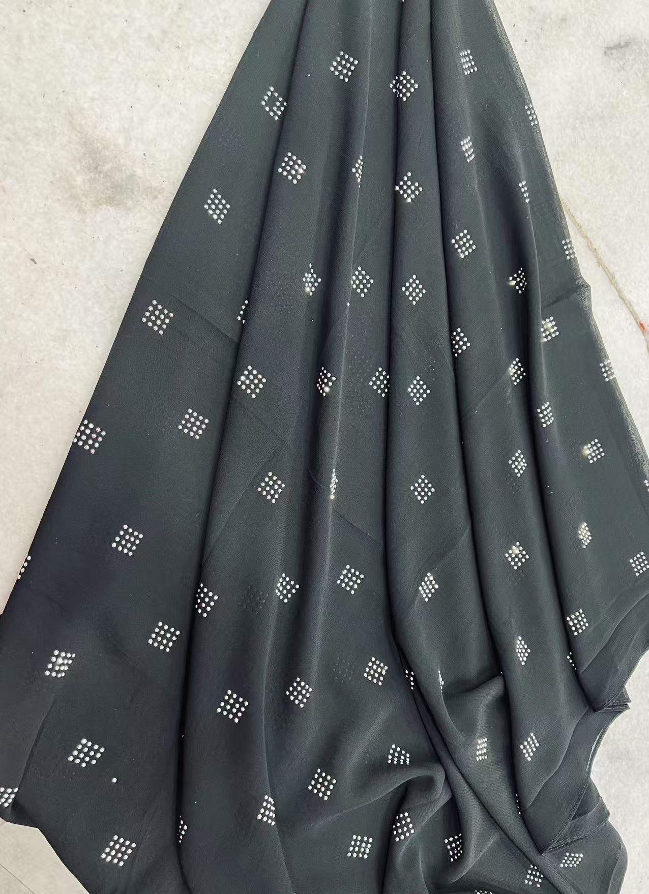 Stone Design Black Chiffon Hijab