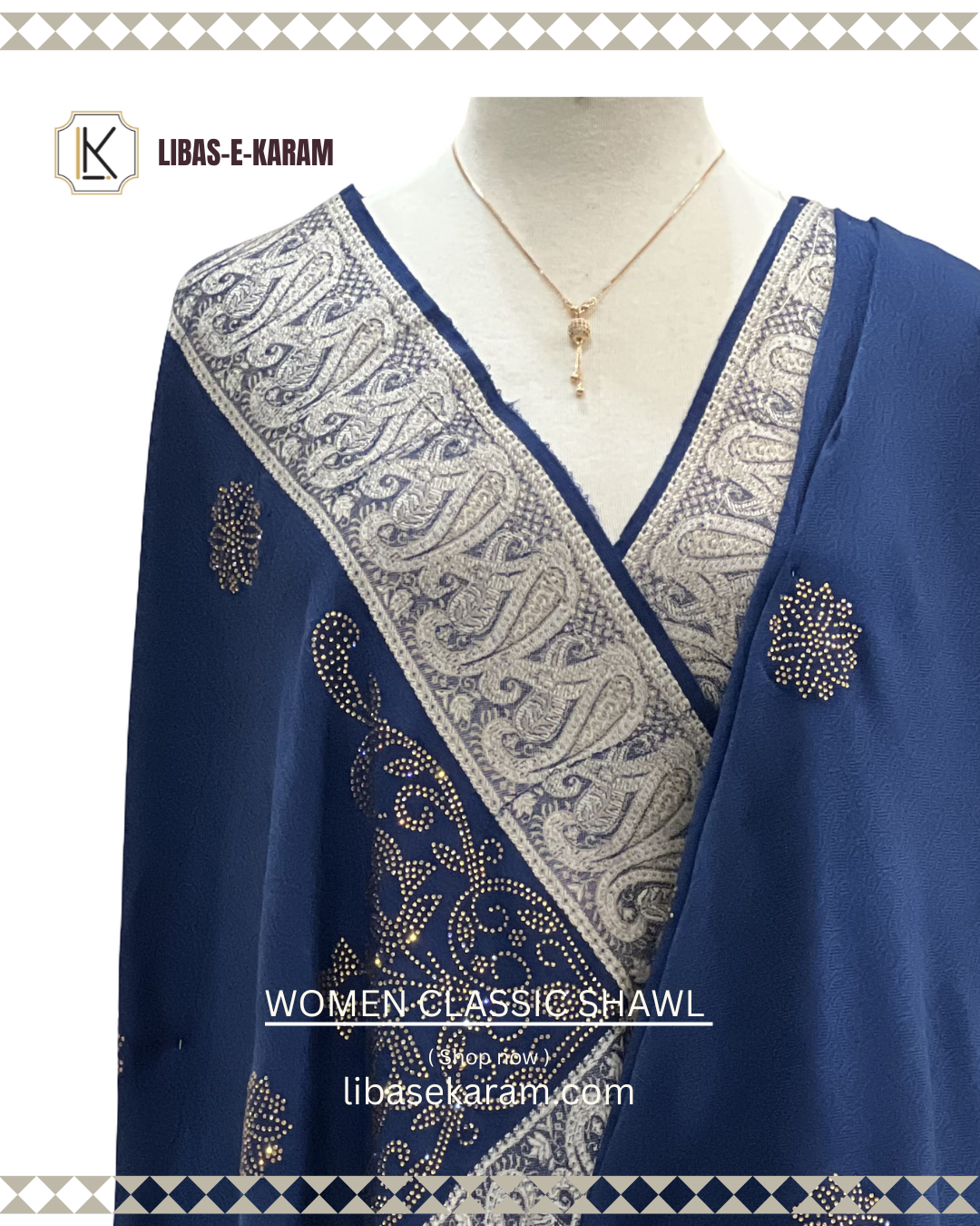 Pure Pashmina Kashmiri Shawl (Blue Beetles)