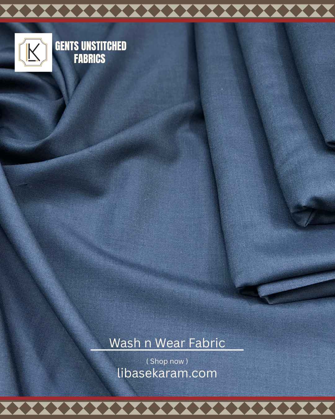 Ocean Blue (Wash and Wear) Unstitched Fabric for Men's Shalwar Kameez