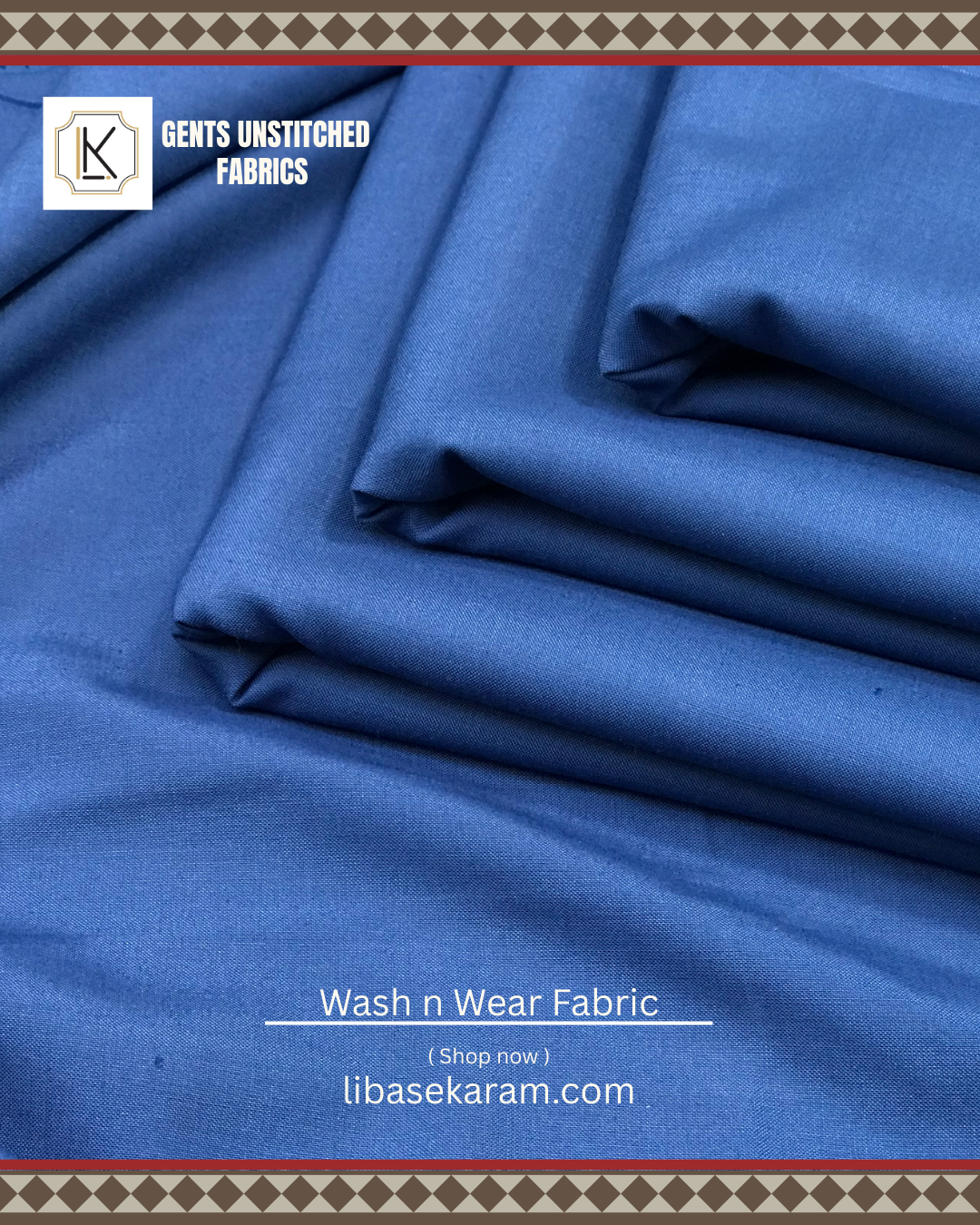 Ocean Blue (Wash and Wear) Unstitched Fabric for Men's Shalwar Kameez
