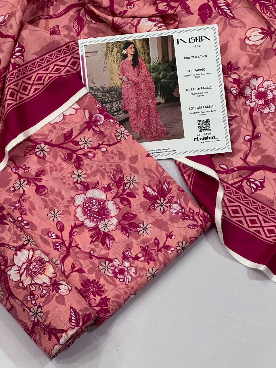 NIshat Printed Lawn 3 Pieces 022