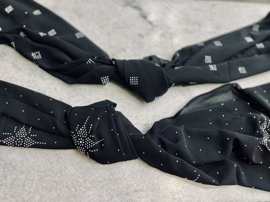 Stone Design Black Chiffon Hijab