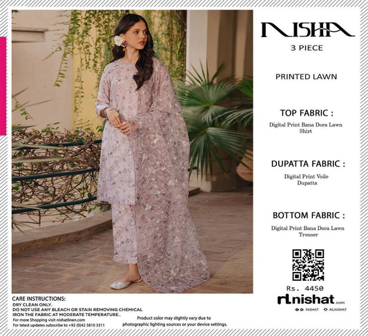 NIshat Printed Lawn 3 Pieces 022