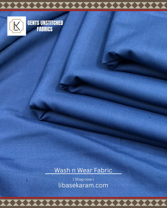 Ocean Blue (Wash and Wear) Unstitched Fabric for Men's Shalwar Kameez