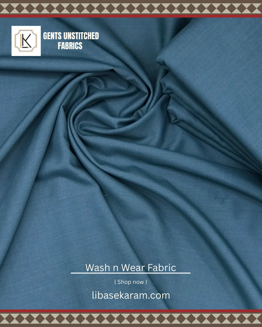 Ocean Blue (Wash and Wear) Unstitched Fabric for Men's Shalwar Kameez